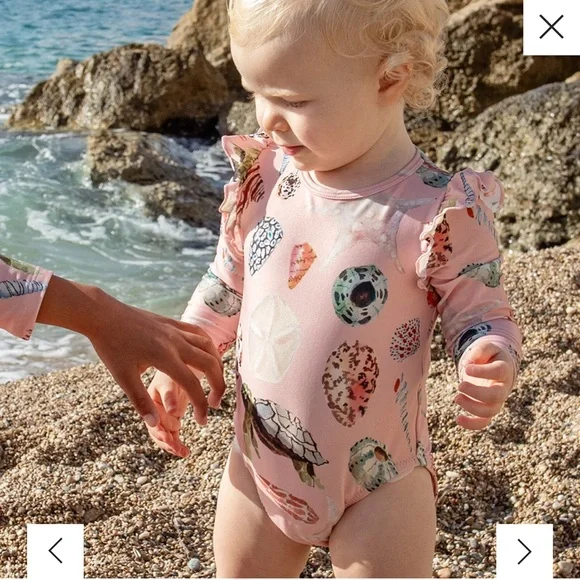 NWT Pink Chicken Girls Rachel Suit in Pink Watercolor Shells 2T Swim
